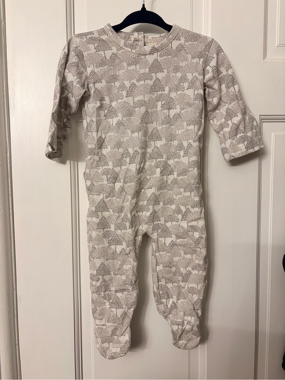 kate quinn Neutral Tree-Print Footie in Cream and Taupe